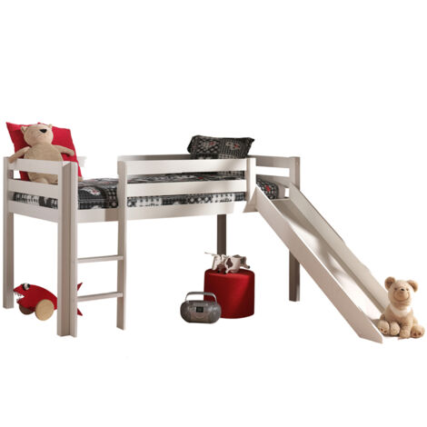 Lit toboggan 90x200 pin massif blanc Pino (1/3)