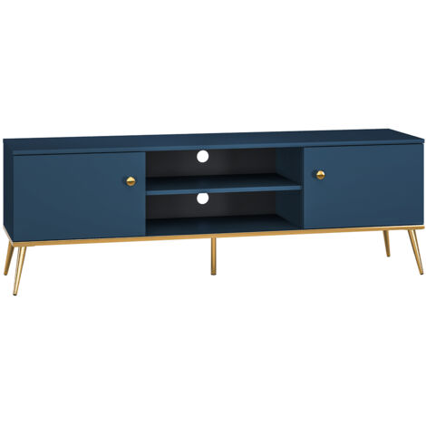 Meuble TV 2 portes 160 cm Thalia Bleu (1/5)