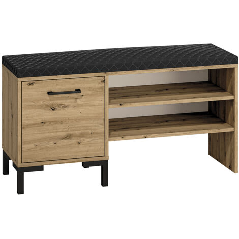 Banc meuble à chaussures 1 porte Liora Bois (1/5)