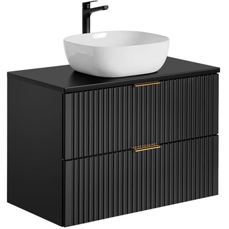 Meuble simple vasque 80cm Adriel Noir