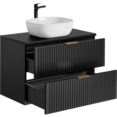 Meuble simple vasque 80cm Adriel Noir