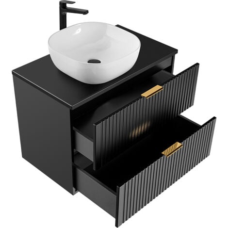 Meuble simple vasque 80cm Adriel Noir