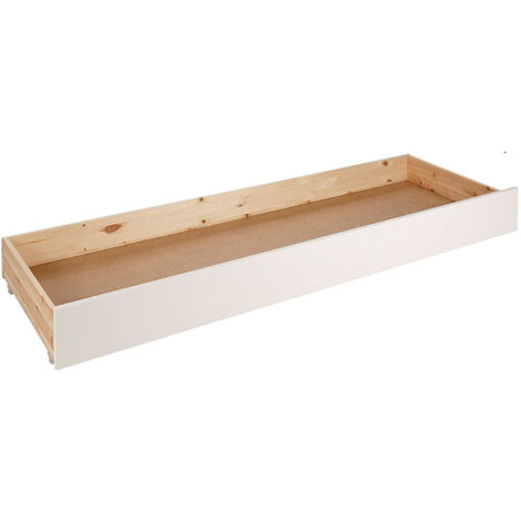 Tiroir de lit banquette extensible pin massif blanc Pino