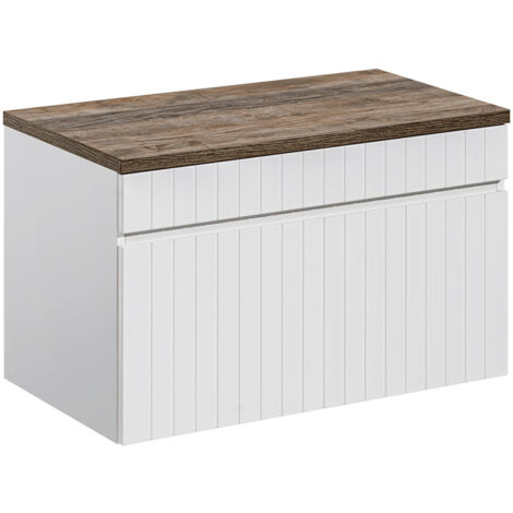 Meuble sous-vasque 80cm plan de toilette Zelie Blanc et Bois (1/5)