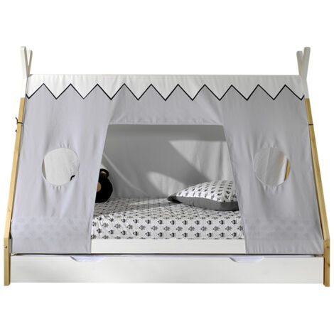 Lit tipi 90x200 sommier housse et tiroir inclus Vipack - Blanc (1/5)