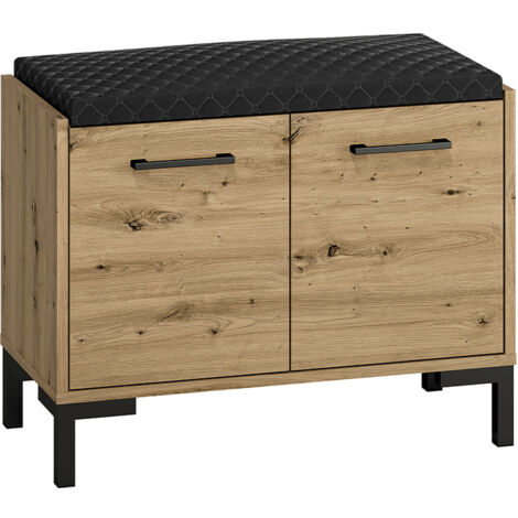 Banc meuble à chaussures 2 portes Liora Bois (1/5)