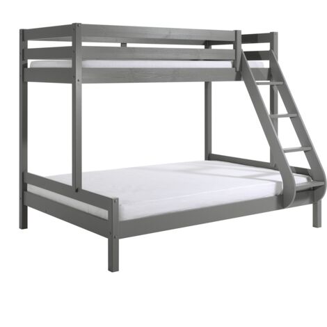 Lit Superposé 90x200 et 140x200 Sommier Inclus Vipack Pino Gris (1/3)