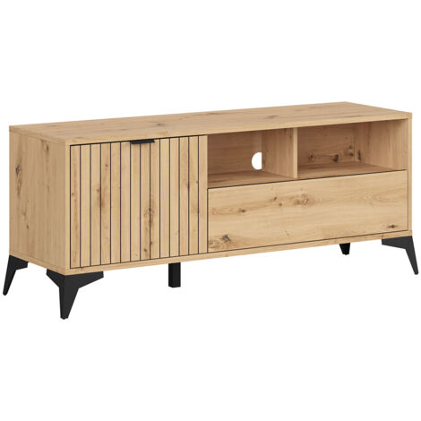 Meuble TV 1 porte 1 tiroir 135 cm Mao Bois (1/4)