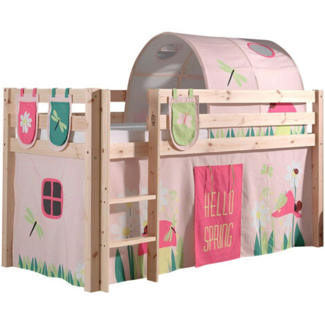 Lit Mi-Hauteur 90x200 Sommier Inclus et Housse Spring Vipack Pino - Bois (1/3)