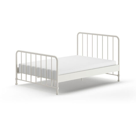 Lit 140x200 sommier inclus Vipack Bronxx Blanc mat (1/5)
