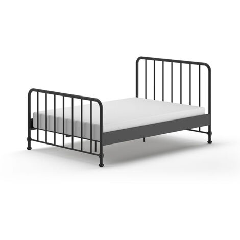 Lit 140x200 sommier inclus Vipack Bronxx Noir mat (1/5)