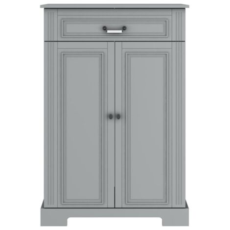 Chiffonnier 2 portes gris – Panneaux MDF stratifiés – Système de fermeture silencieuse – 84 x 44 x 125 cm – Collection Ines