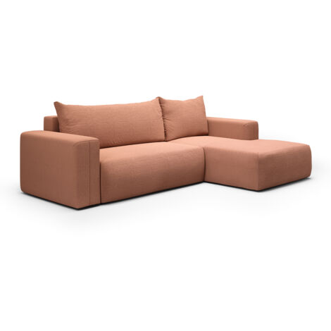 Canapé d'angle convertible droite 3 places coffre Bliss Cuivre (1/5)