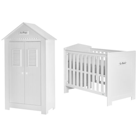 Lit bébé et Armoire Pinio Marsylia MDF Blanc (1/5)