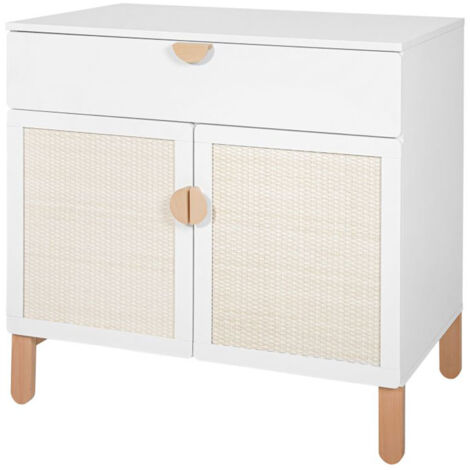 Commode 2 portes 1 tiroir Bellamy Laurie Blanc et bois (1/5)