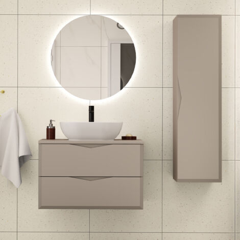Ensemble meuble simple vasque 80cm et colonne Ellie Cachemire (1/5)