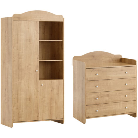 Commode à langer et armoire 2 portes Vox Megeve Bois
