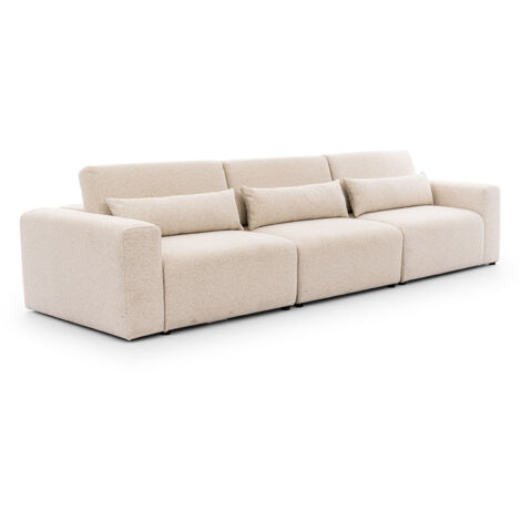 Canapé 3 places modulable têtières relevables Velano Beige (1/5)
