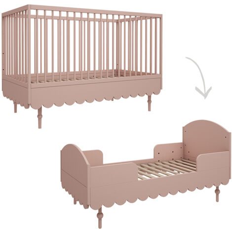 Lit évolutif bébé 70x140 cm – Panneaux MDF stratifiés – Bois de hêtre – Vernis à base d'eau – Sommier réglable 3 hauteurs