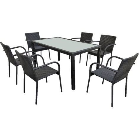 Ensemble table et chaises de jardin 6 personnes Rio Noir (1/5)