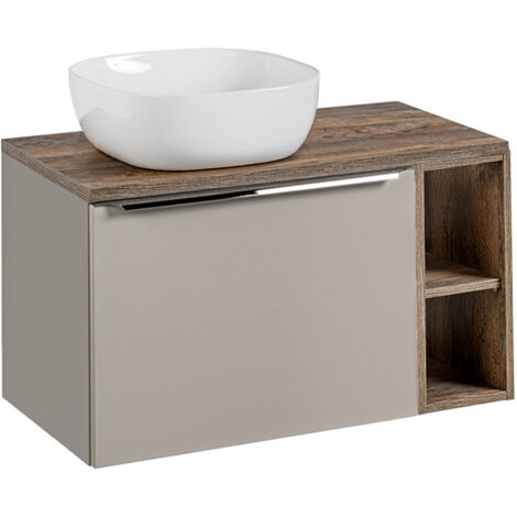 Meuble simple vasque 80cm 2 niches Éros Taupe (1/5)