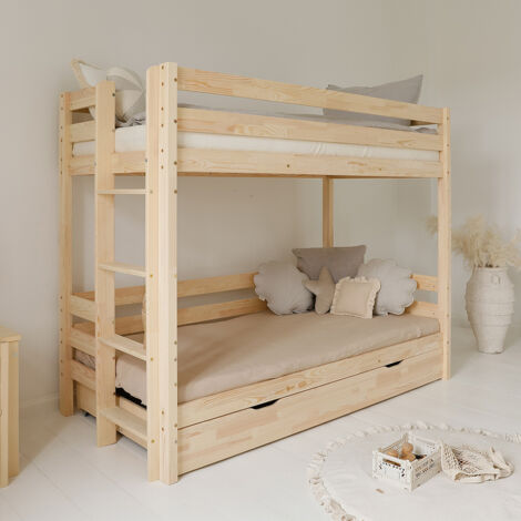 Lit superposé 90x200 sommiers et tiroir inclus Anaëlle Bois (1/5)