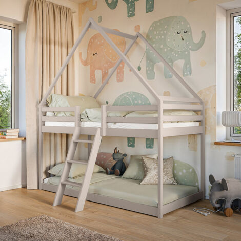 Lit cabane superposé 90x200 sommier inclus Laura Cachemire (1/3)