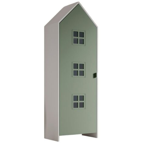 Armoire 1 porte 57,6x37x171,5 cm décor vert et blanc - CASMY