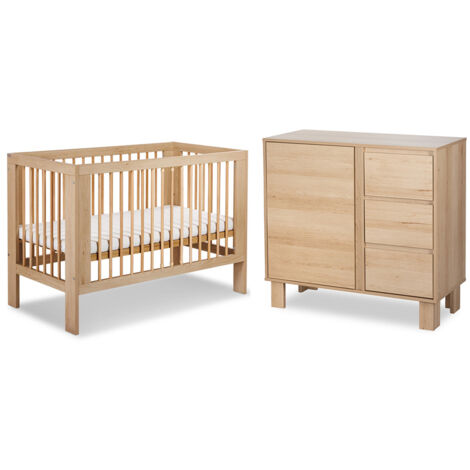 Lit bébé 60x120 et commode 3 tiroirs Littlesky by Klups Olivia Bois