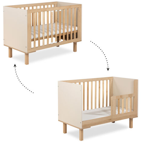 Lit évolutif 60x120 sommier inclus Littlesky by Klups Laura Champagne et Bois