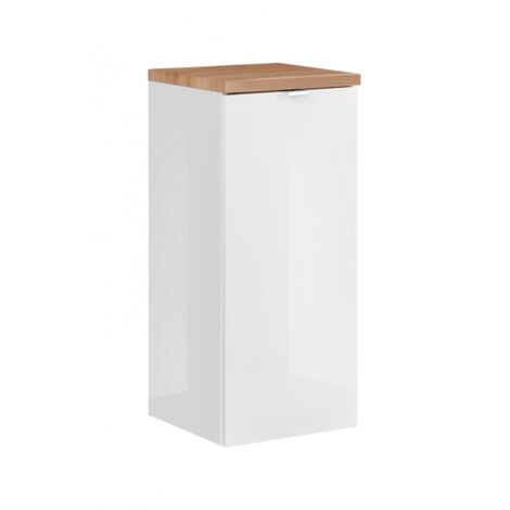 Demi-colonne 1 porte panier à linge April Blanc et Bois (1/5)