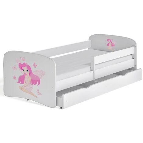 Lit 80x160 sommier et tiroir inclus Kocot Kids Babydream La fée aux papillons - Blanc (1/5)