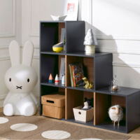 Etagère escalier 6 cases anthracite et merisier clair Multicases