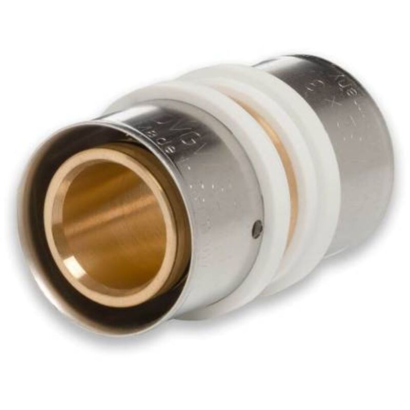 DOJA Pressfitting-Kupplung 16 Mm X 1/2″ – 4er-Pack, Vernickeltes Messing, Mit PTFE-Dichtung, Für Mehrschichtrohr