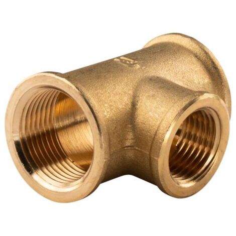 Messing Gewinde-Fitting T-Stück Mittelabgang reduziert 3/4"IG - 1/2" IG - 3/4"IG - schwere Ausführung
