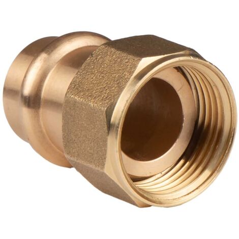 Kupfer Pressfitting Übergangsverschraubung aus Rotguss 15 mm - 3/4" IG (Überwurf) flachdichtend V+M-Kontur DVGW