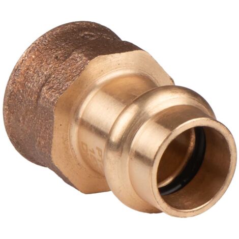 Kupfer Pressfitting Übergang aus Rotguss 15 mm - 1/2" IG V+M-Kontur DVGW