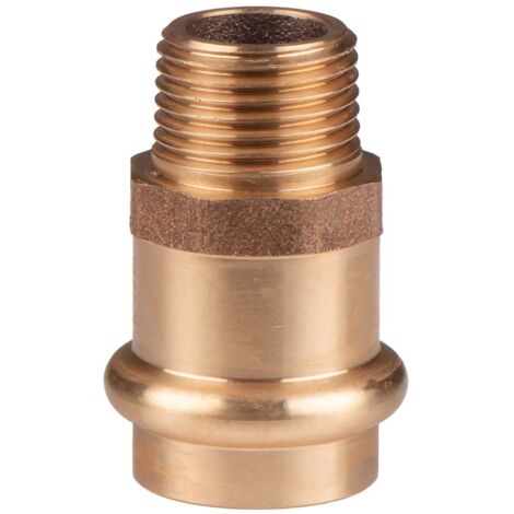 Kupfer Pressfitting Übergang aus Rotguss 22 mm - 1/2" AG V+M-Kontur DVGW