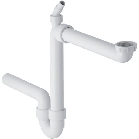 Geberit Siphon Rohrbogengeruchsverschluss für Spülbecken Raumspar-Siphon Winkelschlaucht. Abgang horizontal d 50mm, Alpinweiß