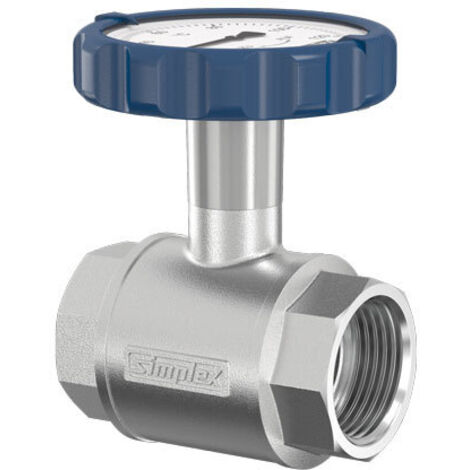 Muffen-Kugelhahn PN 16, G 1 Zoll mit rundem Thermometergriff (blau, Ø 63 mm) (1/3)