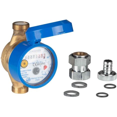 Garten-Wasserzähler Kaltwasser 2,5 m³ 110 mm 3/4 Zoll Anschluss mit Schutzhaube