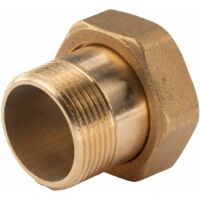Messing Gewinde-Fitting Schaft flachdichtend mit Kappe 1 1/4"AG (DN 32) - 1 1/2"IG (DN 40) - schwere Ausführung
