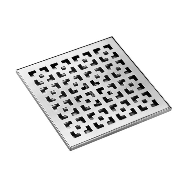 Siphon de sol de douche carré avec couvercle de grille amovible, acier inoxydable SUS 304, or brossé
