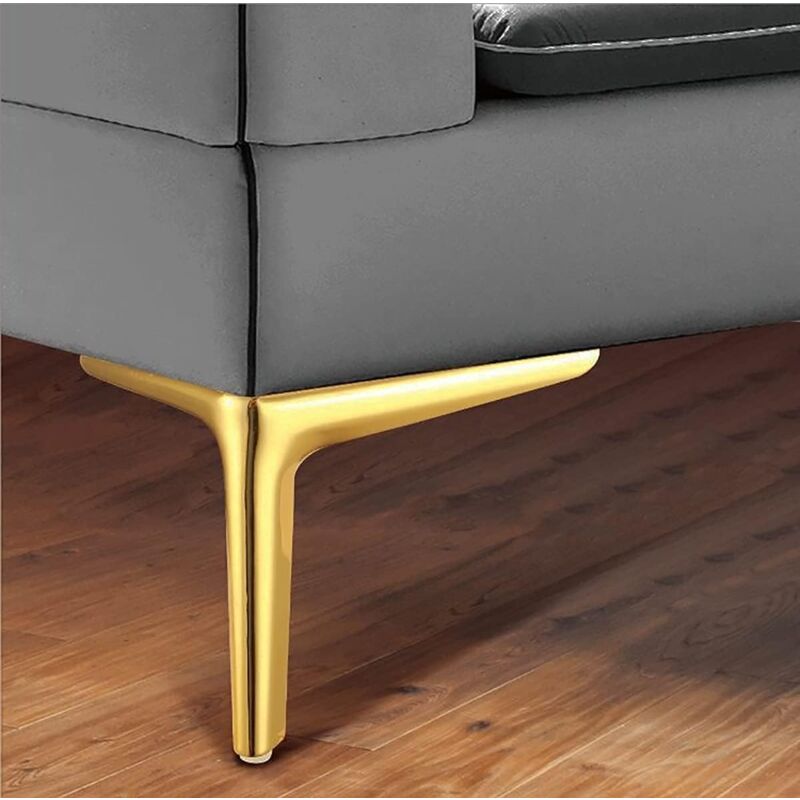 Lauwexe – Lot de 4 pieds de meuble triangulaires en fer doré – Hauteur 12 cm – Capacité 250 lb – Installation rapide avec trous pré-percés - 5