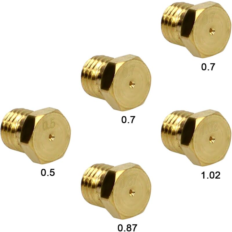 Kit 5 Gicleurs Butane 0.5/0.7/0.87/1.02mm - Pour Conversion Cuisinière Gaz En Bouteille