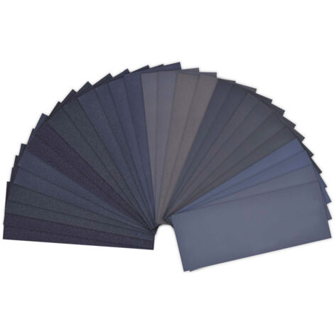 Lauwexe – Lot de 60 feuilles abrasives 9,3 x 23 cm – Assortiment grains 800/1500/3000/5000/7000 – Pour ponçage métal et bois – Étanche pour usage humide et sec
