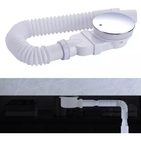 Lauwexe – Bonde de douche 90 mm extra plate – Siphon avec système anti-odeurs – Tamis à cheveux – Tuyau flexible – Couvercle chromé
