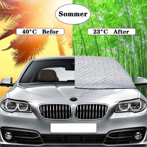 Couverture Pare-Brise Voiture, Bache Pare Brise Protection Couverture Repliable, Universelle pour Bache Voiture Anti Givre et Neige, Soleil, Poussière - 145 x 100cm