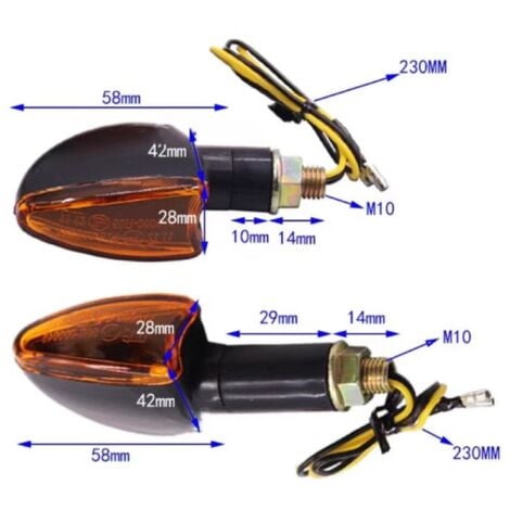 4pcs 12V Moto Velo Ampoule Ambre Avant et Arriere Clignotant Voyant, modele: 29