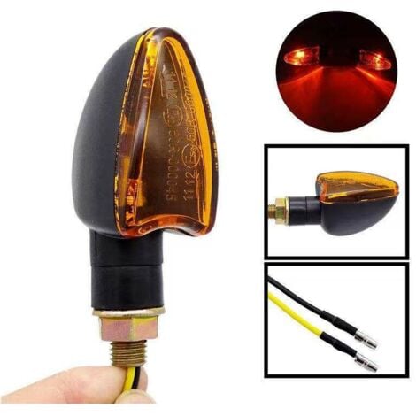 4pcs 12V Moto Velo Ampoule Ambre Avant et Arriere Clignotant Voyant, modele: 29